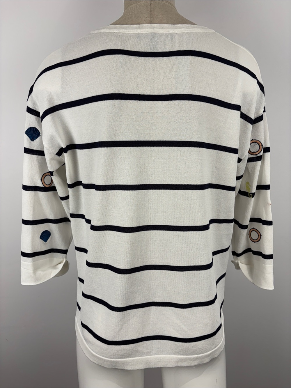 Picadilly Canada Coastal Nautical Striped Knit Sweater Embellished S - Picture 3 of 10